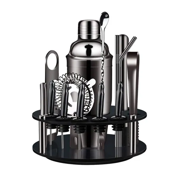 Must kokteilikomplekt koos alusega